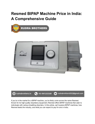 resmed bipap machine price in india