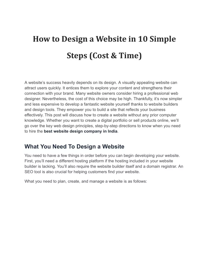 how to design a website in 10 simple