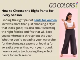 How to Choose the Right Pants for Every Season