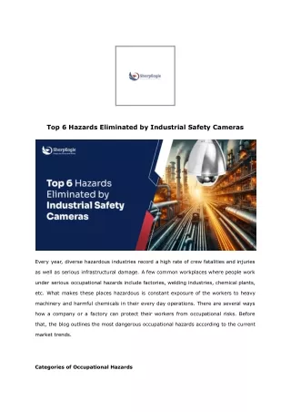 Top 6 Hazards Eliminated by Industrial Safety Cameras