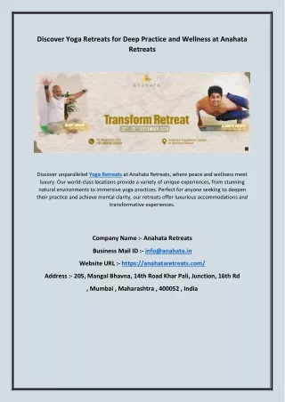 Discover Yoga Retreats for Deep Practice and Wellness at Anahata Retreats