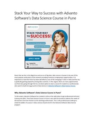 Stack Your Way to Success with Advanto Software's Data Science Course in Pune