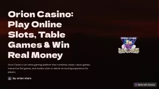 Orion Casino - A Stellar Gaming Experience Awaits