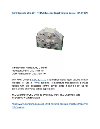 KMC Controls CSC-3011-10 Multifunction Reset Volume Control (DA Or RA)