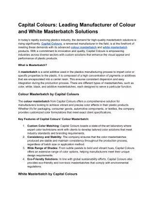 Capital Colours_ Leading Manufacturer of Colour and White Masterbatch Solutions