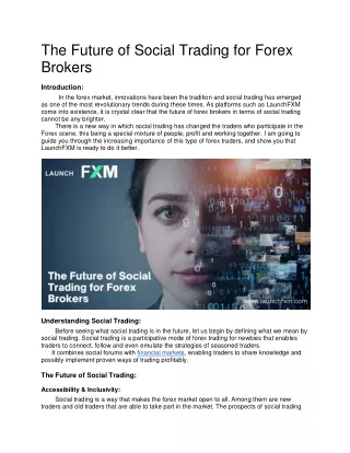 The Future of Social Trading for Forex Brokers