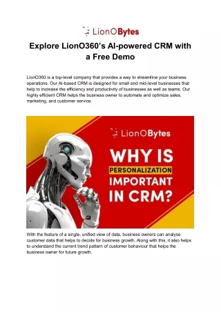 explore liono360 s ai powered crm with a free demo