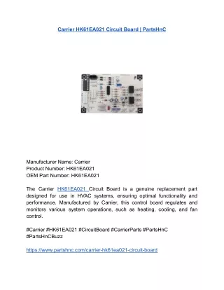 Carrier HK61EA021 Circuit Board _ PartsHnC