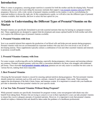 A Guide to Understanding the Different Types of Prenatal Vitamins on the Market