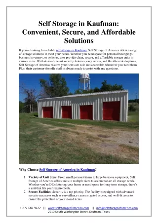 Self Storage in Kaufman Convenient, Secure, and Affordable Solutions