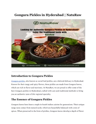 Gongura Pickles in Hyderabad | NatuRaw