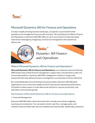 Microsoft Dynamics 365 for Finance and Operations