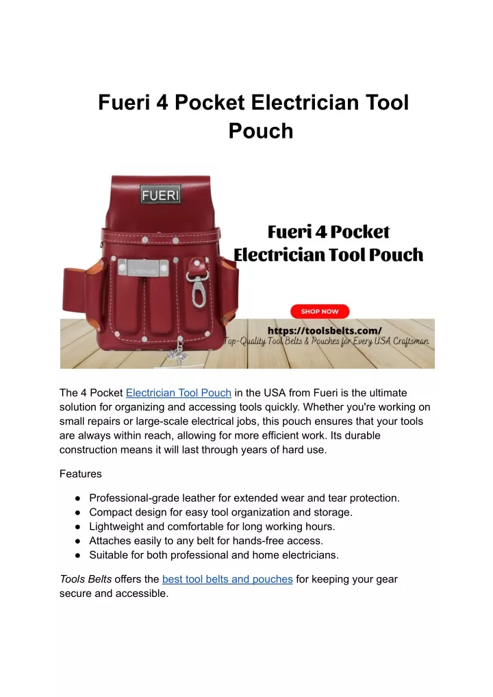 fueri 4 pocket electrician tool pouch