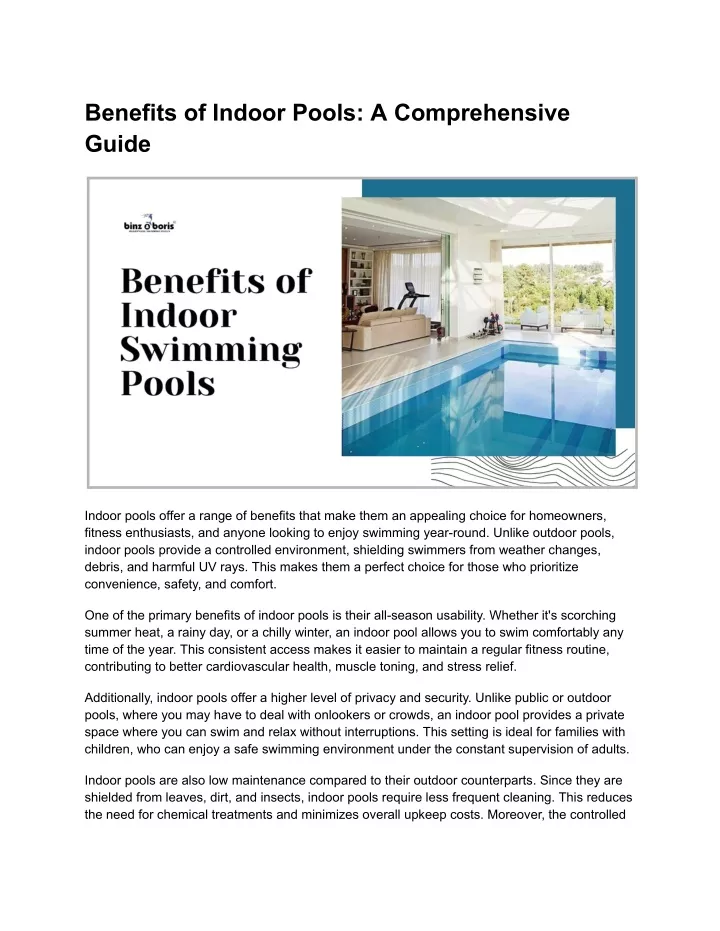 benefits of indoor pools a comprehensive guide