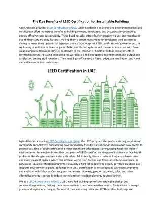 The Key Benefits of LEED Certification for Sustainable Buildings