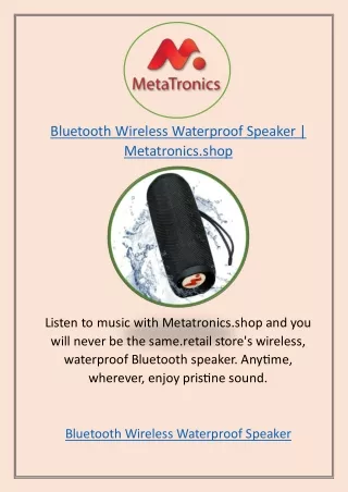bluetooth wireless waterproof speaker metatronics
