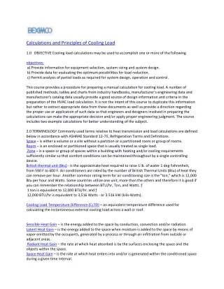 calculations and principles of cooling load