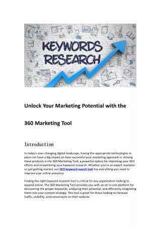 Unlock Your Marketing Potential with the 360 Marketing Tool
