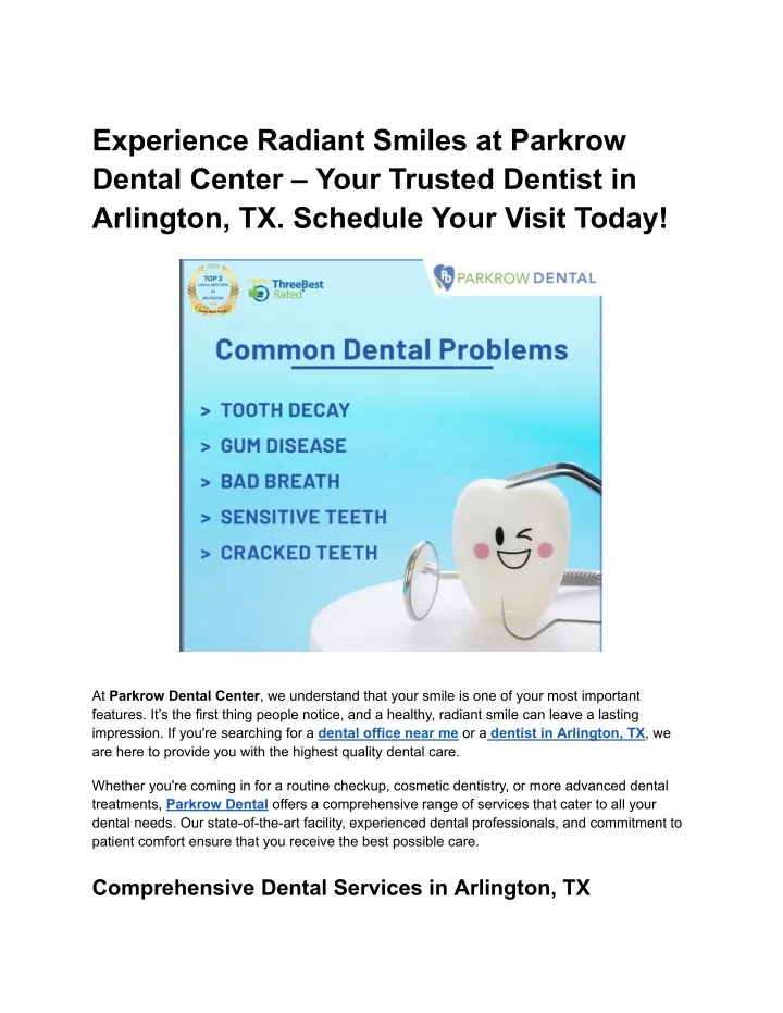 experience radiant smiles at parkrow dental