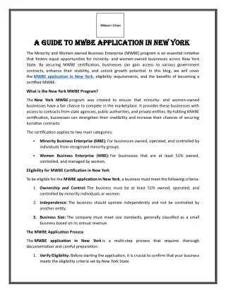 A Guide to MWBE Application in New York