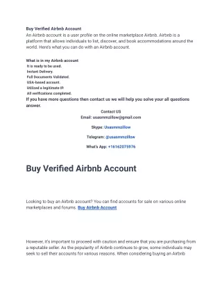 Best Site To Buy Verified Airbnb Accounts In This World