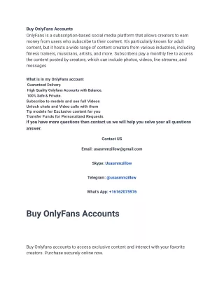 Best Site To Buy OnlyFans Accounts (Real Fans &Subscribers) In This World