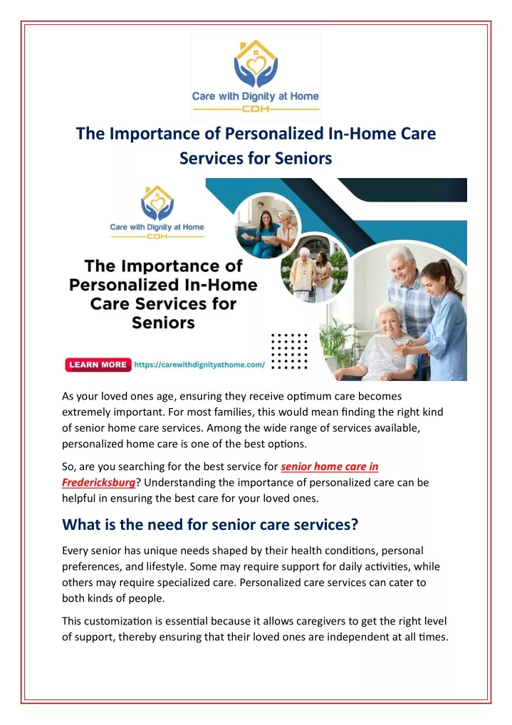 the importance of personalized in home care