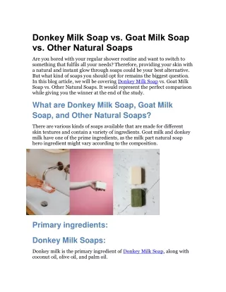 Donkey Milk Soap vs. Goat Milk Soap vs. Other Natural Soaps