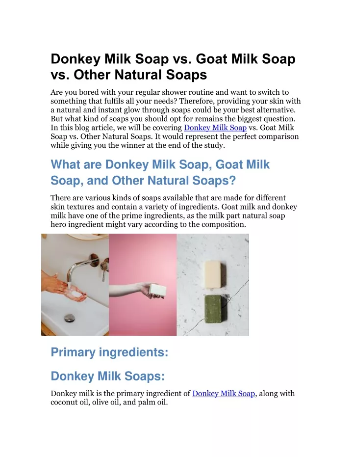 donkey milk soap vs goat milk soap vs other