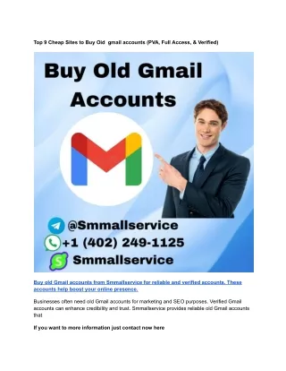 Top 9 Cheap Sites to Buy Oid  gmail accounts (PVA, Full Access, & Verified)