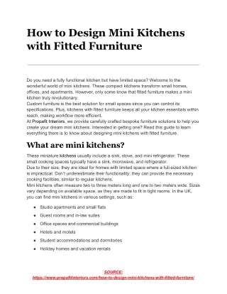 how to design mini kitchens with fitted furniture