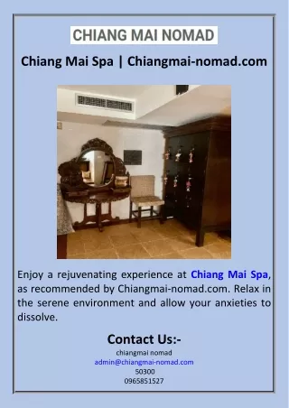 chiang mai spa chiangmai nomad com