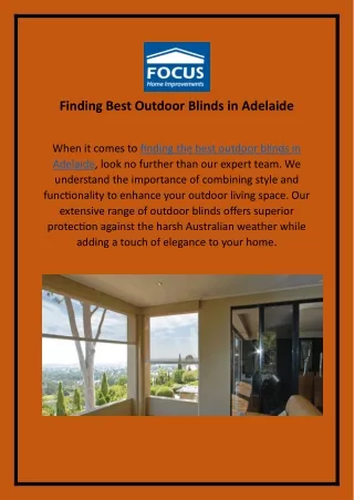 Finding Best Outdoor Blinds in Adelaide