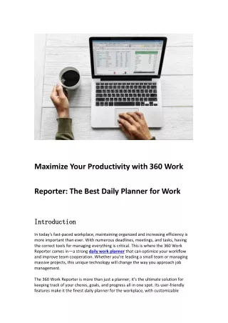 Maximize Your Productivity with 360 Work Reporter The Best Daily Planner for Work
