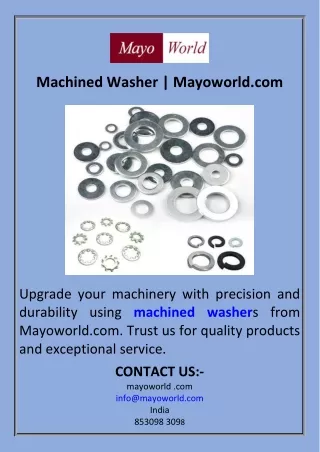 Machined Washer  Mayoworld.com