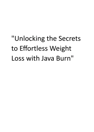 unlocking the secrets to effortless weight loss