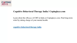 cognitive behavioral therapy india copingkeys com