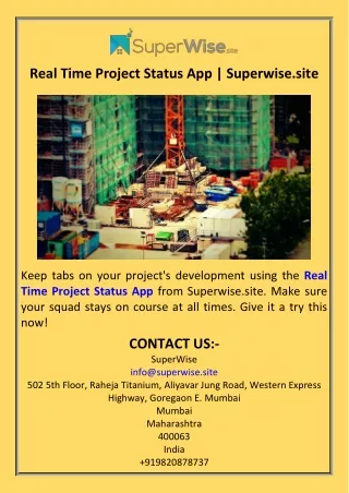 Real Time Project Status App  Superwise.site