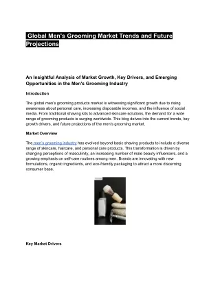Global Men's Grooming Market Trends and Future Projections
