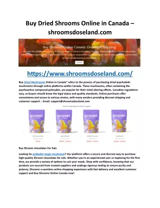 Buy Dried Shrooms Online in Canada - shroomsdoseland.com