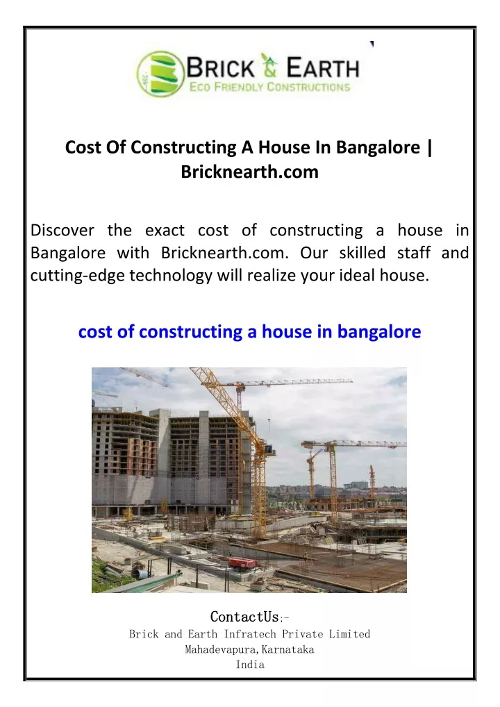 cost of constructing a house in bangalore