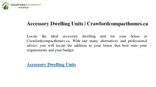 Accessory Dwelling Units  Crawfordcompacthomes.ca
