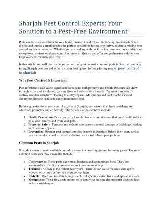 sharjah pest control experts your solution