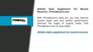 Athletic Daily Supplement For Muscle Recovery  Primalpharm.com