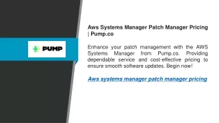 Aws Systems Manager Patch Manager Pricing  Pump.co