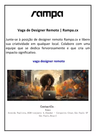 Vaga de Designer Remoto  Rampa