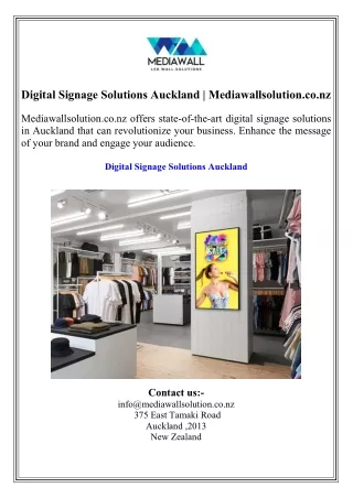 Digital Signage Solutions Auckland  Mediawallsolution.co.nz