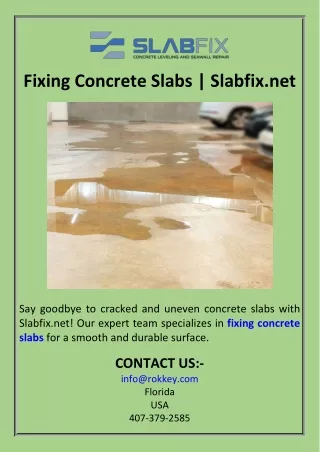 Fixing Concrete Slabs  Slabfix.net