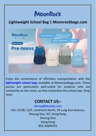 Lightweight School Bag  Moonrockbags.com