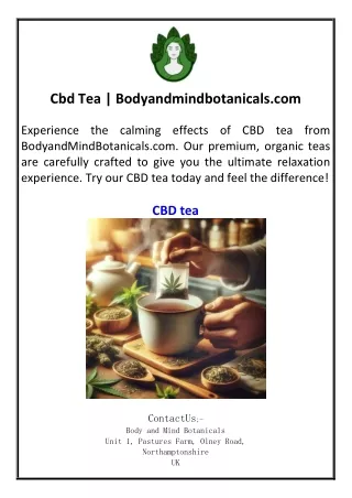 Cbd Tea  Bodyandmindbotanicals.com